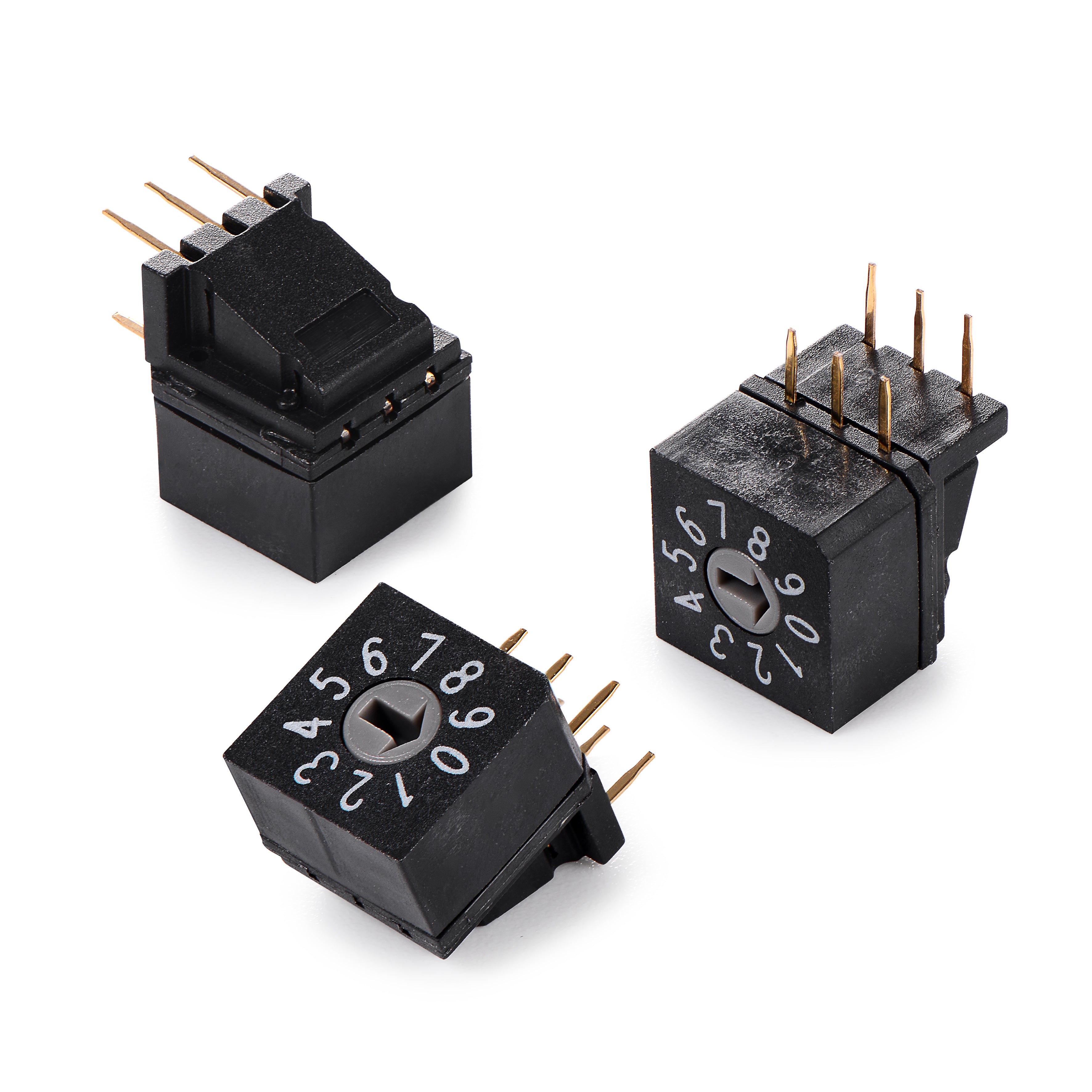 SUNGMUN QDR-10H Rotary DIP Switch | IP67 Waterproof | Horizontal 10-Pos | 5.08mm Pitch